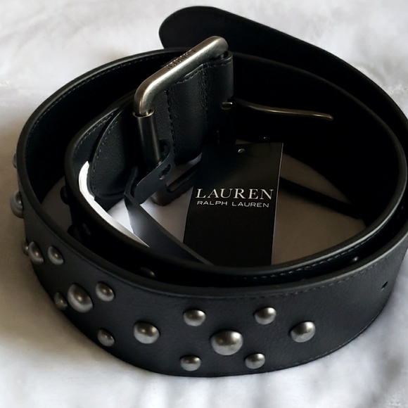 Lauren Ralph Lauren Studded‎ Wide Leather Black Belt. Size small . main image 10